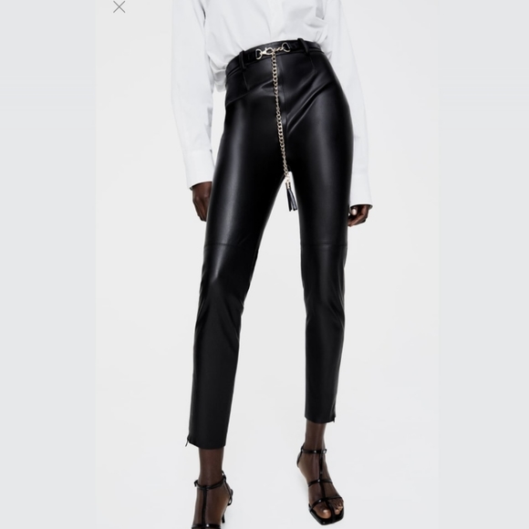Zara faux leather belted leggings - Picture 2 of 5